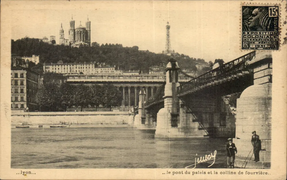 Lyon — Der Palais-Brücke und der Fourvière-Hügel — J. Jussory - Vorderseite