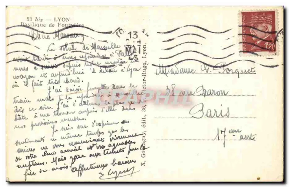Basílica de Fourvière — Lyon — X. Gorgny, editor - Verso