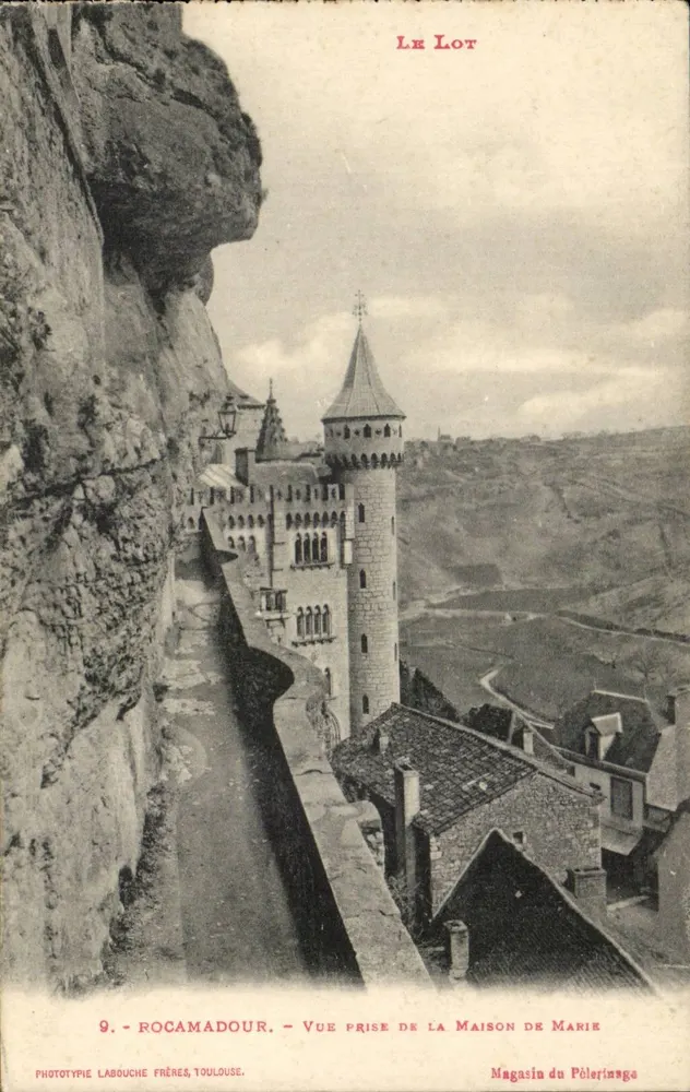 Rocamadour — Ansicht vom Haus der Maria — Phototypie Labouche Frères, Toulouse, n°9 - Vorderseite