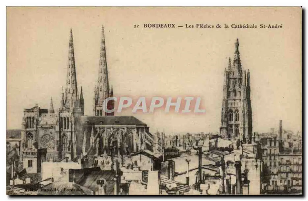 Bordeaux — As Flechas da Catedral de São André — A. Léon, imp.-edit., Bordeaux - Frente