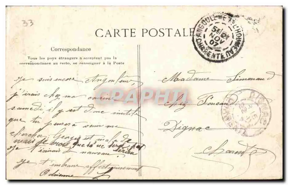 Bordeaux — Estátua de Vercingétorix — E. L. D. - Verso