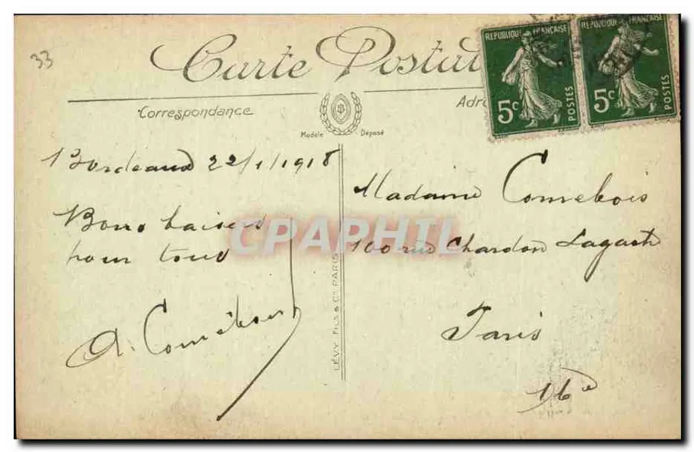 Bordeaux — Säule der Girondinen und die Quinconces — Selecta LL - Rückseite