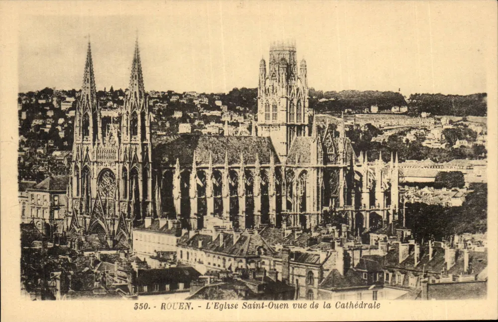 Rouen - Blick auf die Kirche Saint-Ouen von der Kathedrale — Edition La Cigogne, Nr. 350 - Vorderseite