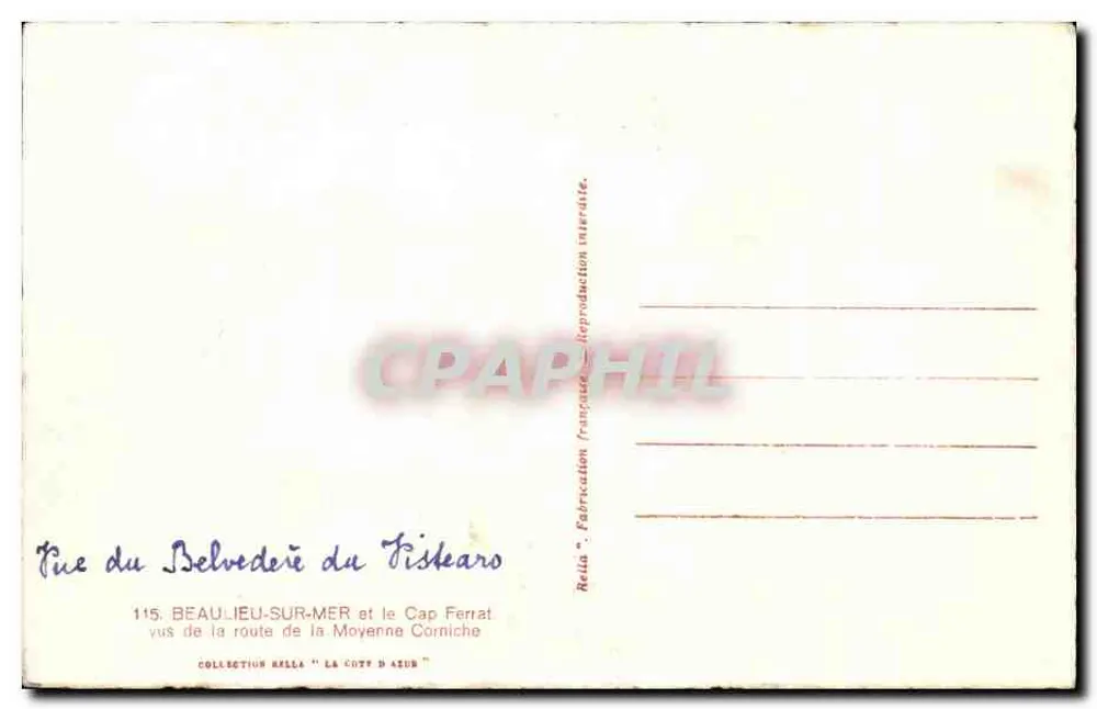 Beaujeu-sur-Mer und Cap Ferrat — Ansicht vom Tistearo-Belvedere — Rella - Rückseite