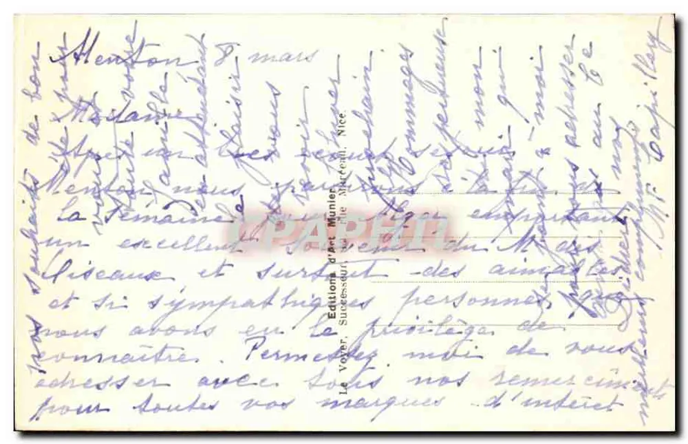 Menton — Jardim Público — Foto Munier - Verso