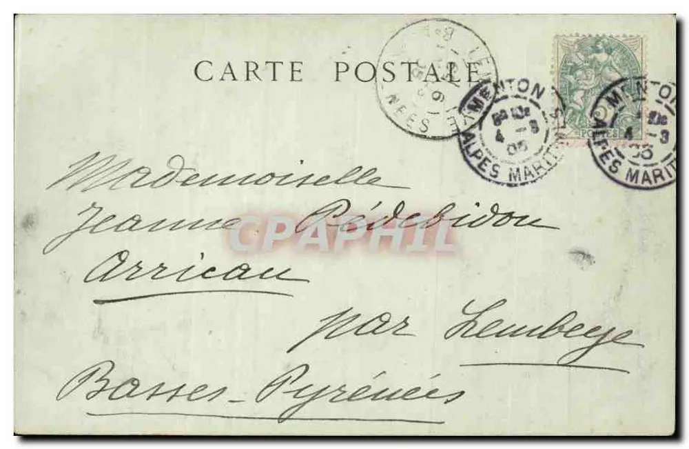 Panorama von Menton — Ansicht vom Neuen Weg — Sammlung ND Phot, n°703 - Rückseite