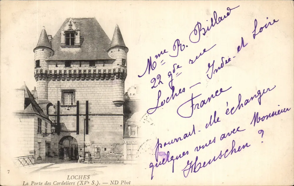 Loches — La Porte des Cordeliers (XVe s.) — ND Phot - Recto