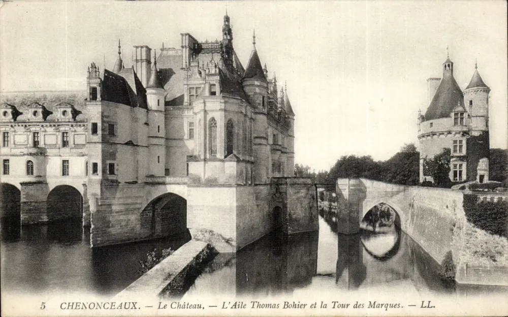 Chenonceaux — Das Schloss, das Thomas-Bohier-Gebäude und die Marques-Turm — LL - Vorderseite