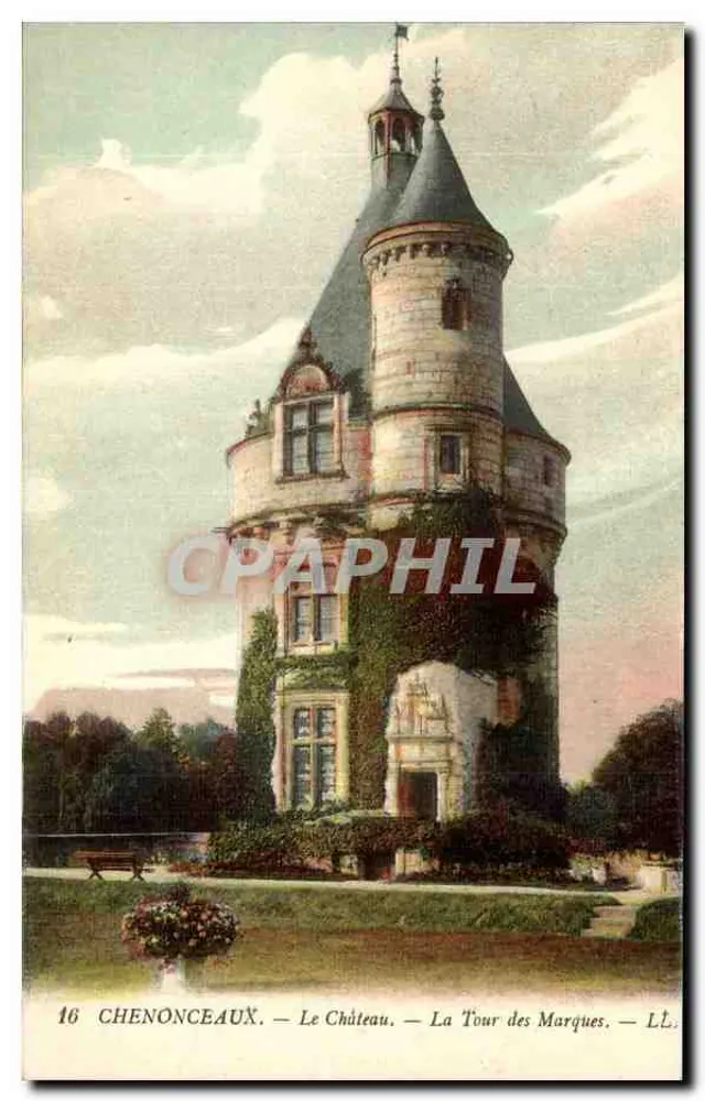 Chenonceaux — O Castelo — A Torre das Marcas — L.L. - Frente