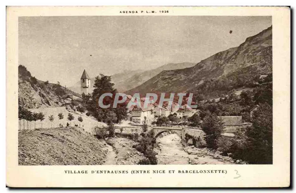 Vila de Entraunes (entre Nice e Barcelonnette) — Agenda P.L.M. 1925 - Frente