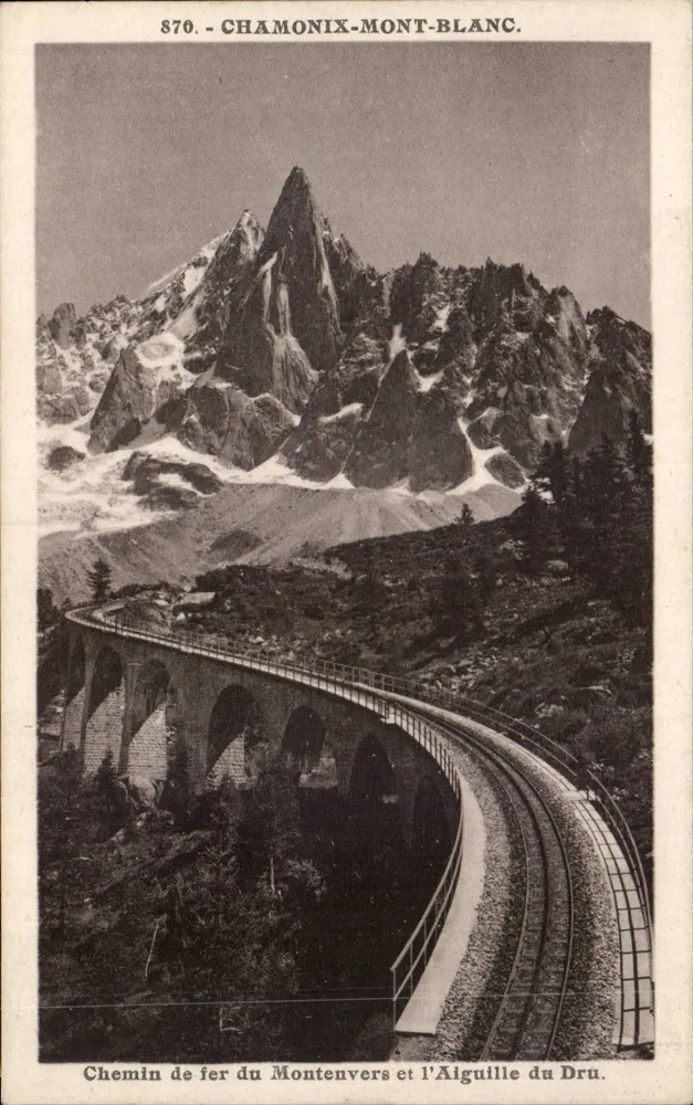 Chamonix-Mont-Blanc — Eisenbahn Montenvers und die Aiguille du Dru — L. Morand, phot. (Haute-Savoie) - Vorderseite