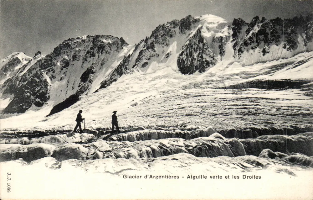 Glacier d'Argentières - Aiguille verte et les Droites — J.J. 1088 - Recto