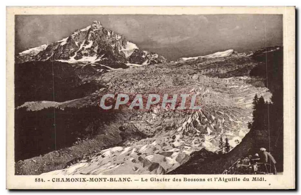 Chamonix-Mont-Blanc — Der Glacier des Bossons und die Aiguille du Midi — L. Morand, Mégrève (Haute-Savoie) - Vorderseite