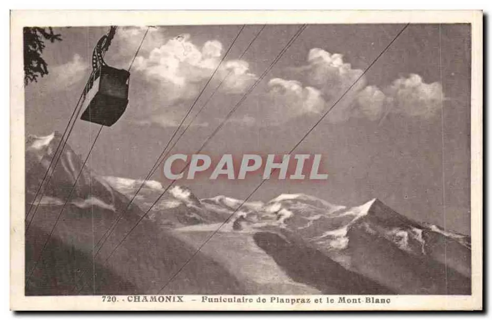 Chamonix — Funicular de Pianpraz e o Mont-Blanc — L. Morand, fot.-edit., Megève (Haute-Savoie) - Frente