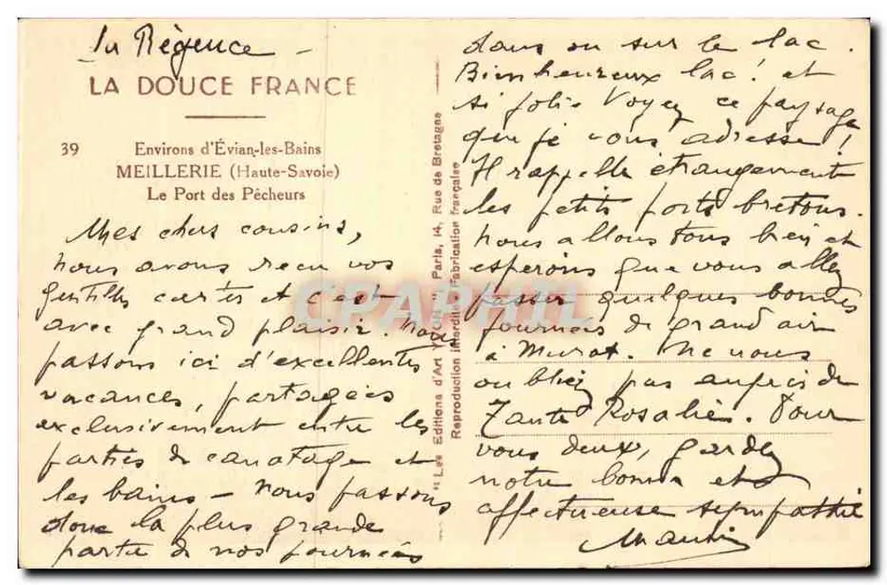 Le Port des Pêcheurs — Environs d'Évian-les-Bains — Meillerie - Verso