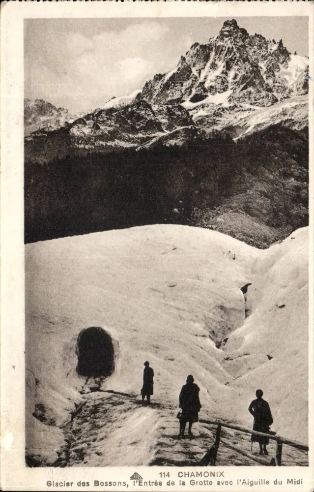 Glacier des Bossons, der Eingang zur Höhle mit der Aiguille du Midi — CHAMONIX 114 - Vorderseite