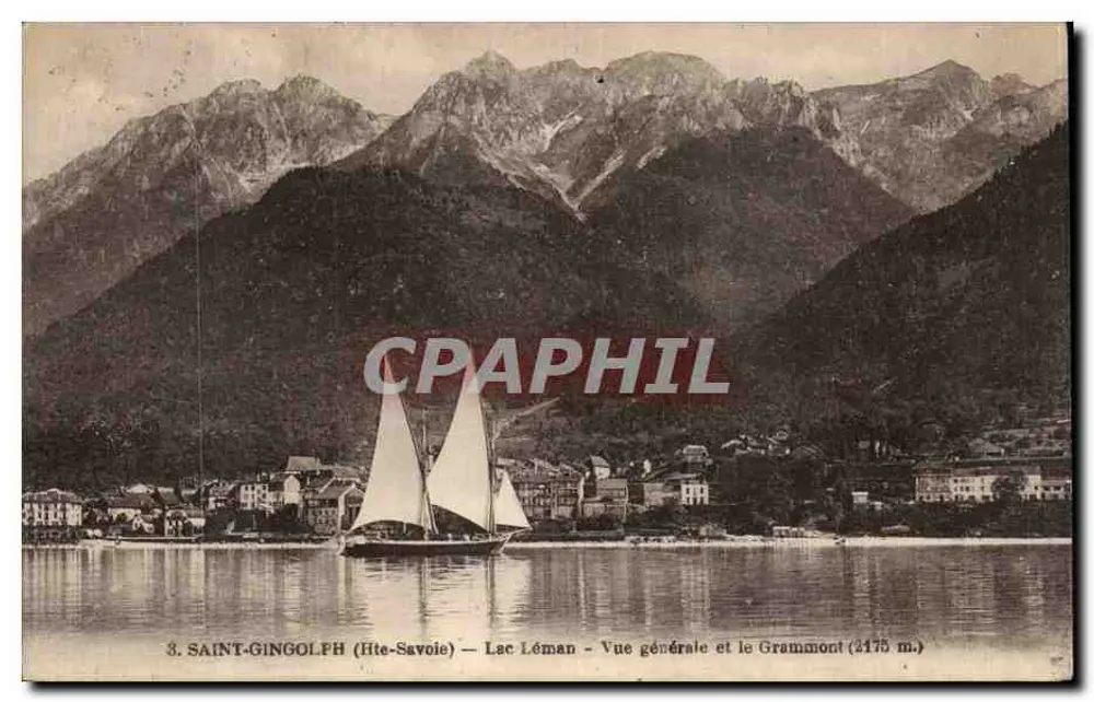 Saint-Gingolph (Haute-Savoie) — Lac Léman — Vue générale et le Grammont (2175 m.) - Recto