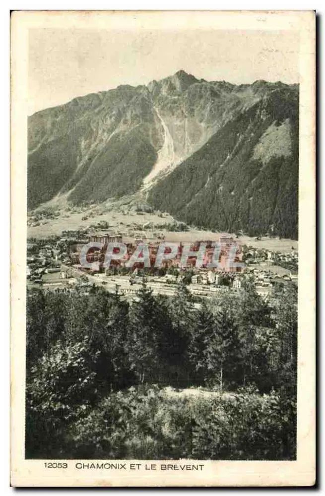 Chamonix e o Brevent — vista panorâmica — Braun & Cie, Imp. Edit. Millhouse-Dornach, n° 12053 - Frente