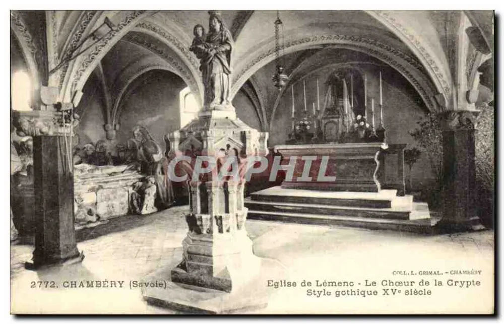 Église de Lémenc — Le Chœur de la Crypte — Style gothique XVᵉ siècle — Coll. L. Grimal, Chambéry - Recto