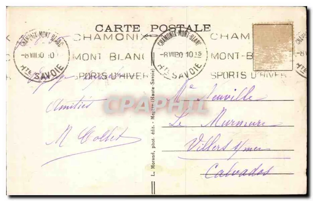 Dôme e Aiguille du Gouter — Chamonix-Mont-Blanc — L. Morand, fot. édit. n°992 - Verso