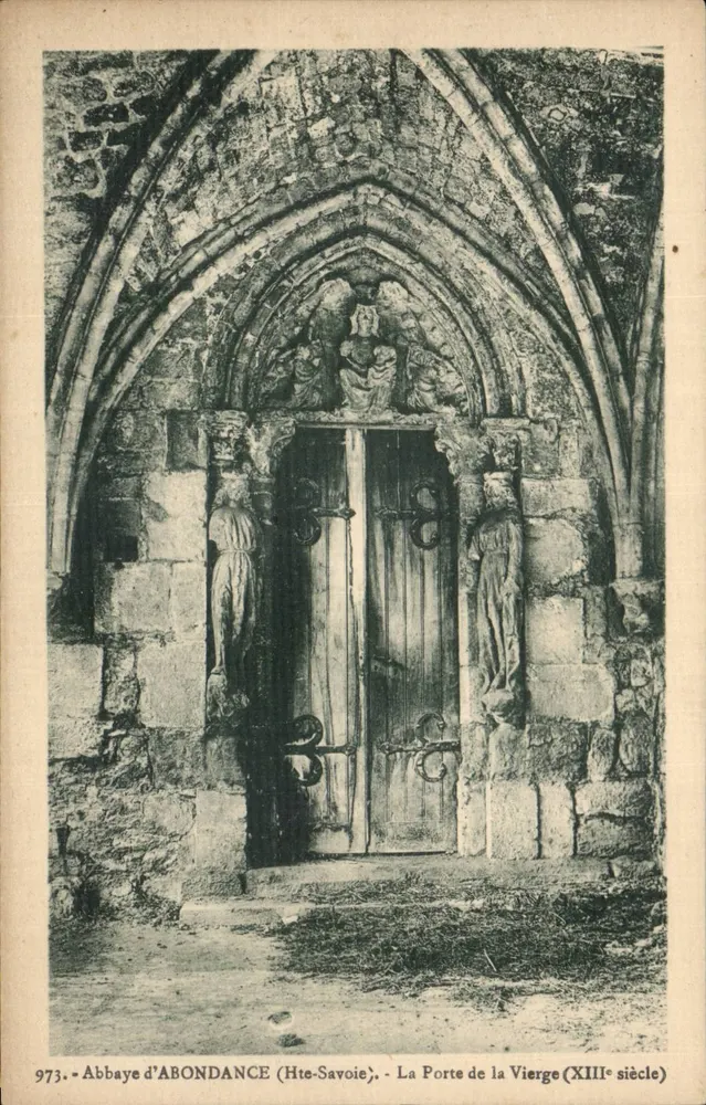 Abadía de Abondance (Alta Saboya) — La Puerta de la Virgen (siglo XIII) — L. Fauraz, editor - Anverso