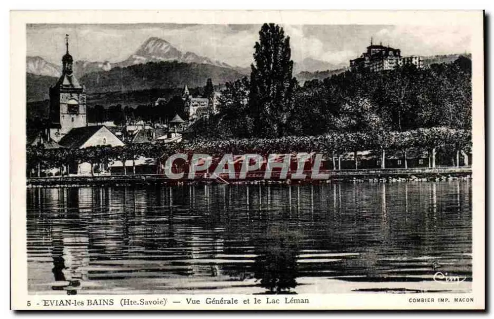 Évian-les-Bains (Haute-Savoie) — Vue Générale et le Lac Léman — Combier Imp. Macon - Recto