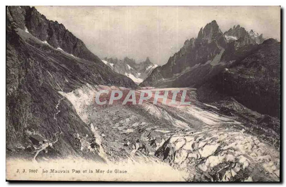 Le Mauvais Pas e a Mer de Glace — J. J. 7807 — Allien frères, Genebra - Frente