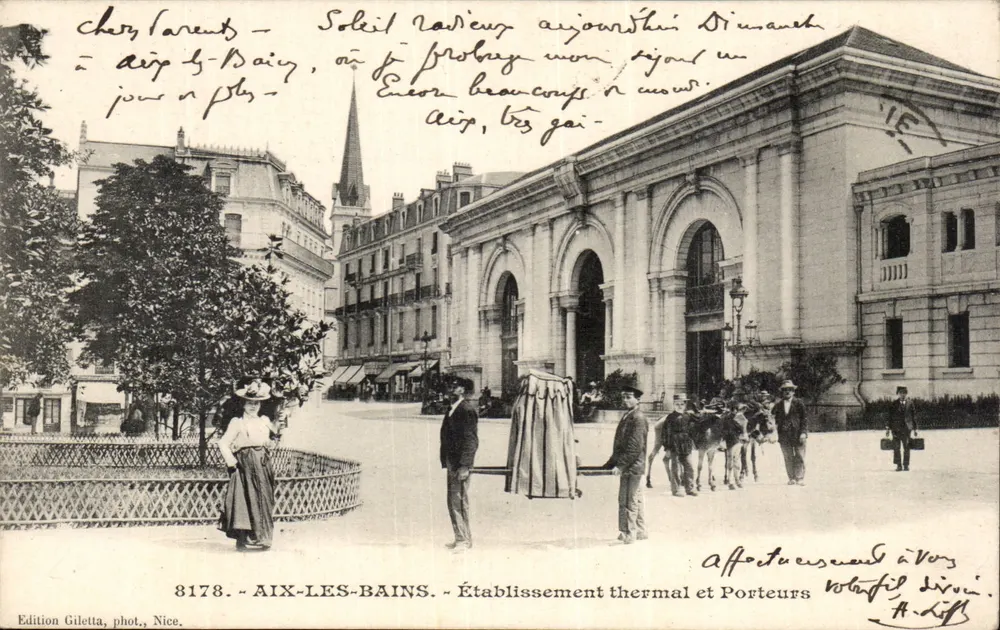 Aix-les-Bains — Thermalbad und Träger — Edition Giletta, phot., Nice, n° 8178 - Vorderseite