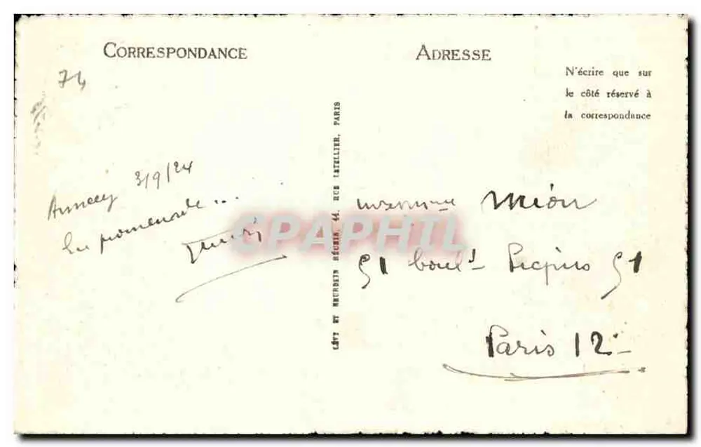 Lac d'Annecy — Talloires et Chapelle du Toron — LL - Verso