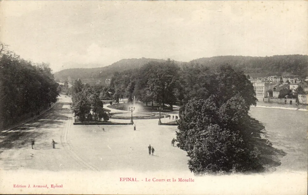 Epinal - O Cours e a Mosela — Edição J. Armand, Epinal - Frente