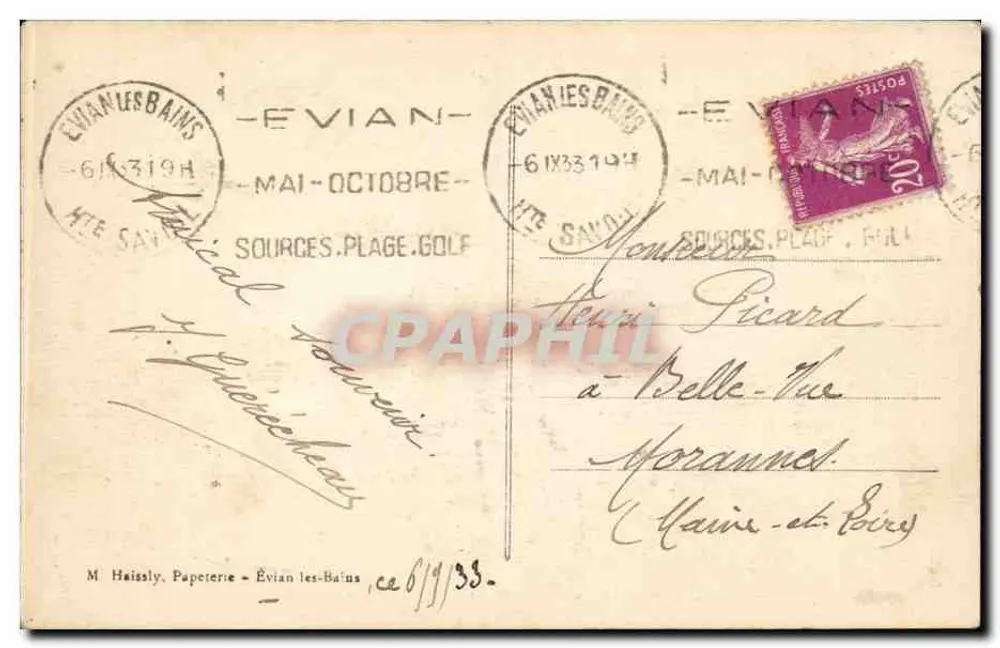 Pain de Sucre - H. 2901 m. — Ansicht des Sees und Berges — J. J. 8921. Bei GRAND-St BERNARD. La Leçon - Rückseite
