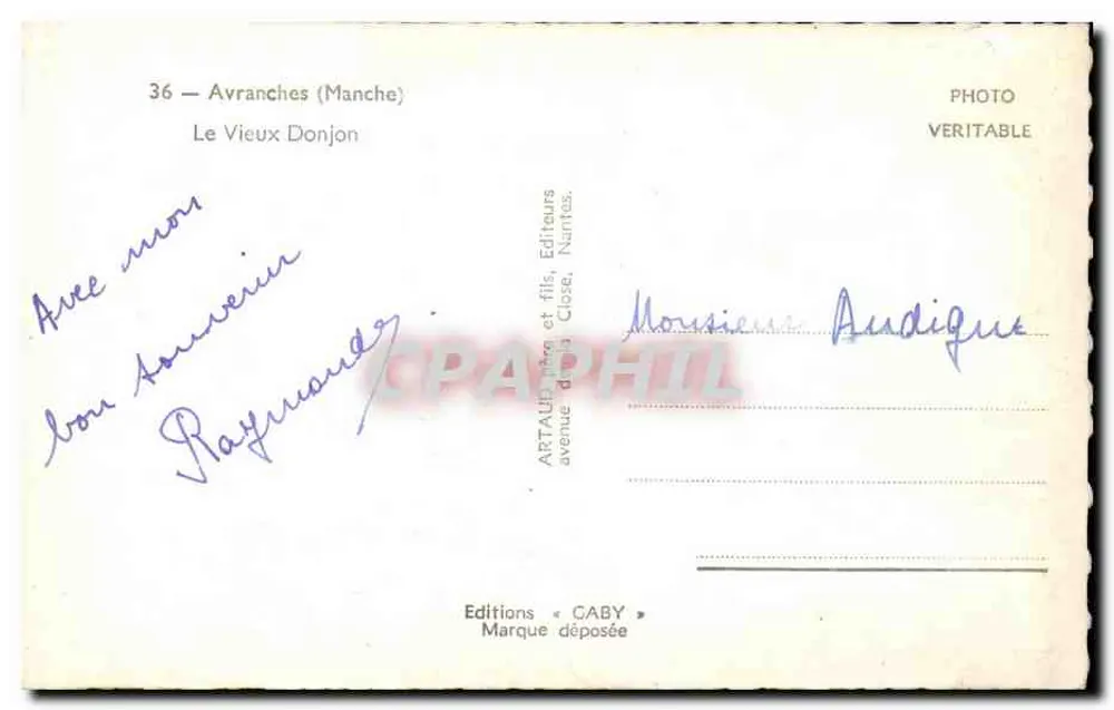 Avranches (Manche) — A Torre Velha — Edições Caby - Verso