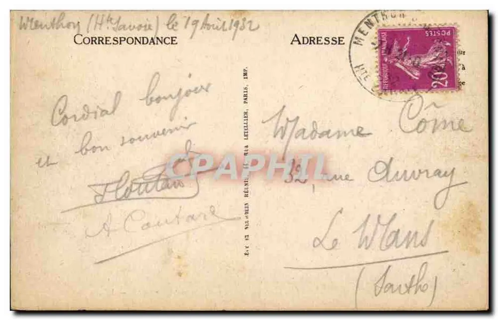 Lac d'Annecy — Château de Menthon-Saint-Bernard — LL. — n° 444 - Verso