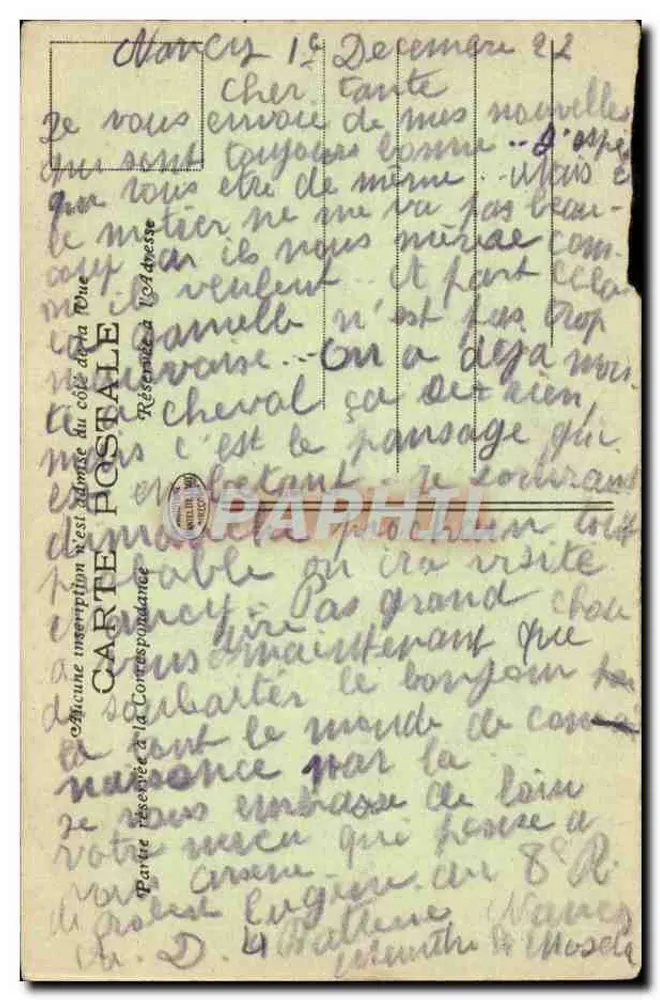NANCY — Estátua de Drouot — Edição Dupré n°64 - Verso
