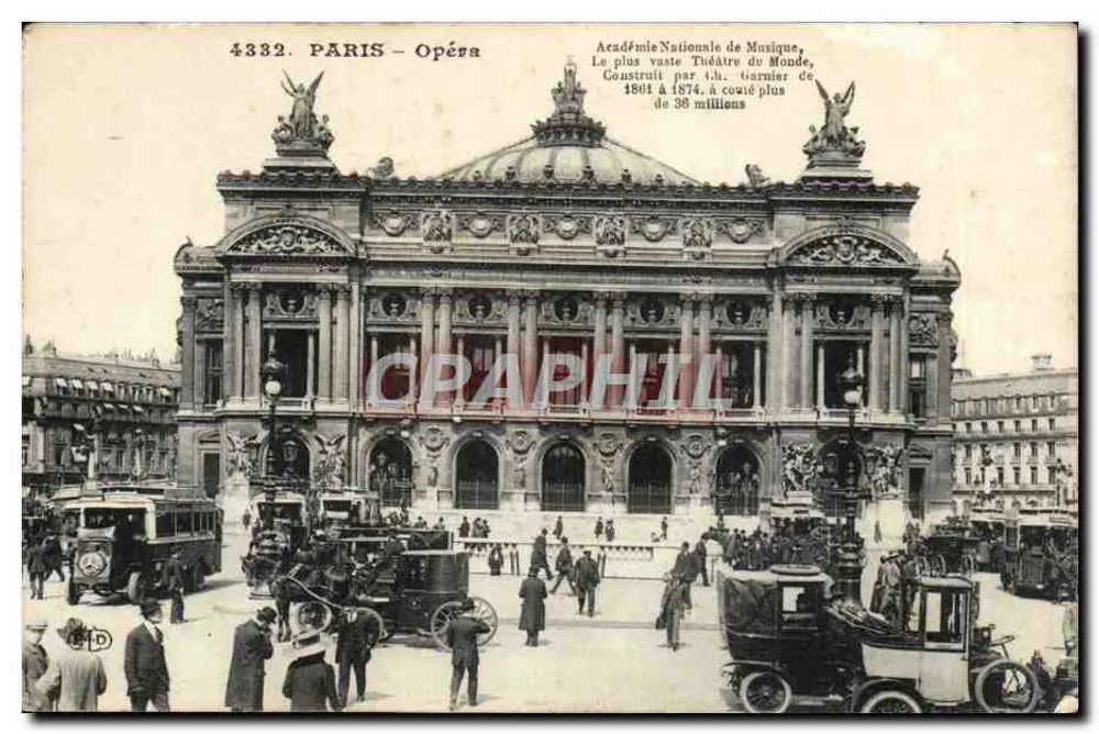 Paris – Ópera – Académie Nationale de Musique, construído por Garnier de 1861 a 1874, custou mais de 38 milhões – n° 4332 - Frente