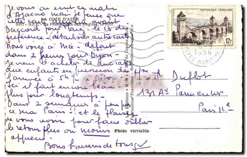 La Promenade des Anglais — NICE — Les Éditions « M.B. » - Verso
