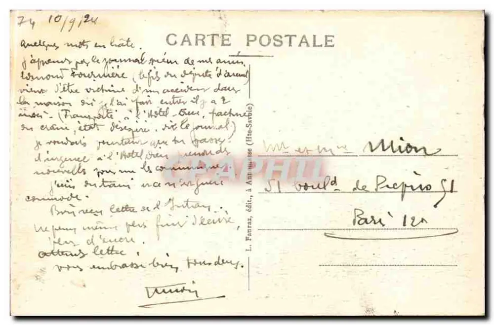Samoëns (Haute-Savoie) - Village des Allamands — L. Faures, éditeur, n° 1443 - Verso