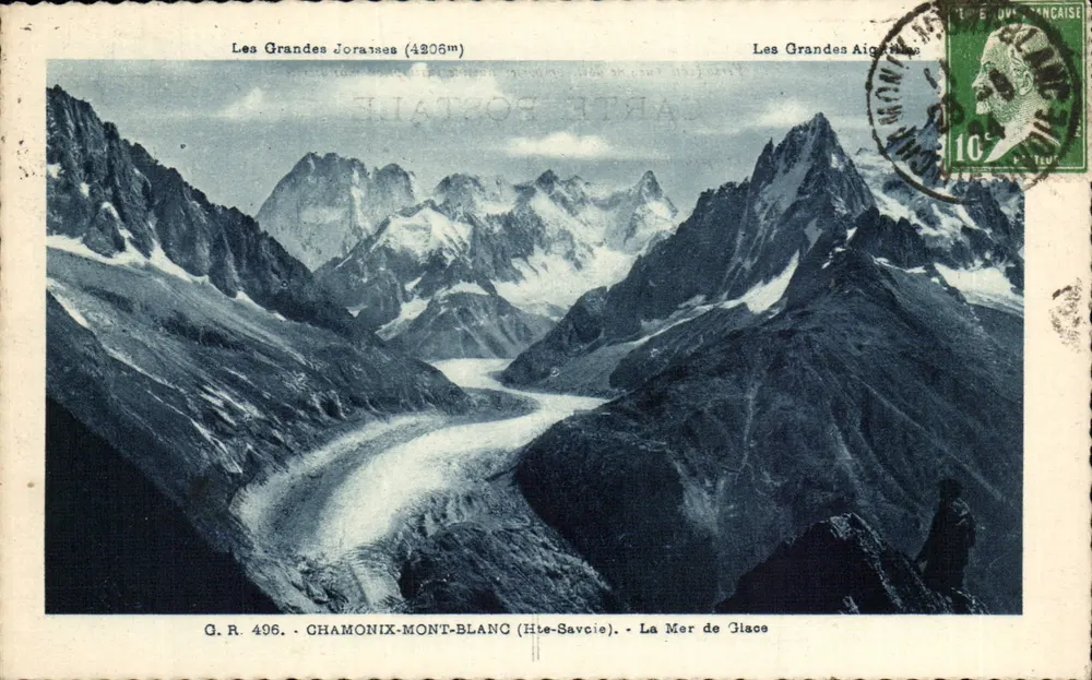 As Grandes Jorasses (4206m) — As Grandes Aiguières — A Mer de Glace — Chamonix-Mont-Blanc (Haute-Savoie) — G.R. 496 — Éditeur L. Fauzat - Frente