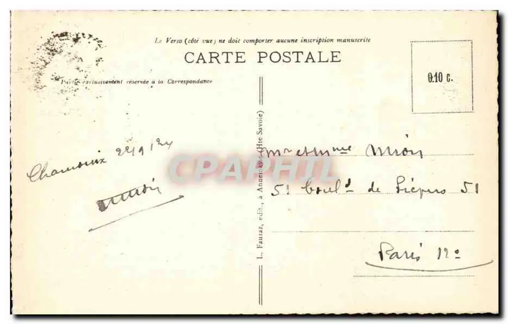 As Grandes Jorasses (4206m) — As Grandes Aiguières — A Mer de Glace — Chamonix-Mont-Blanc (Haute-Savoie) — G.R. 496 — Éditeur L. Fauzat - Verso