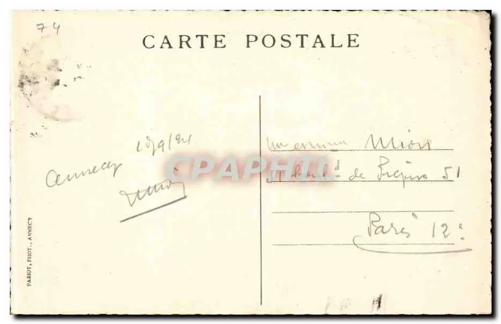 Lac d'Annecy — Talloires und der See — pittoreske Orte der Savoie — Nr. 233 — Verlag Parrot, Annecy - Rückseite