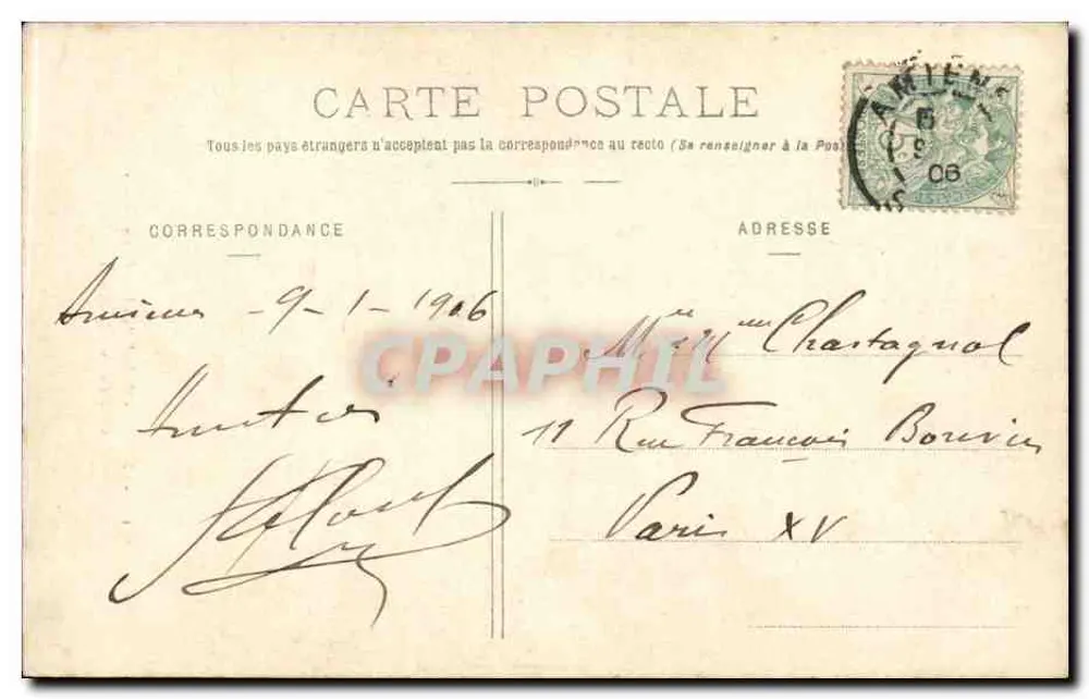 Amiens - Kathedrale - Das weinende Kind - Meisterwerk von Blasset - L. Caron, Fotograf-Verleger, Amiens - Jougia-Platten - Rückseite