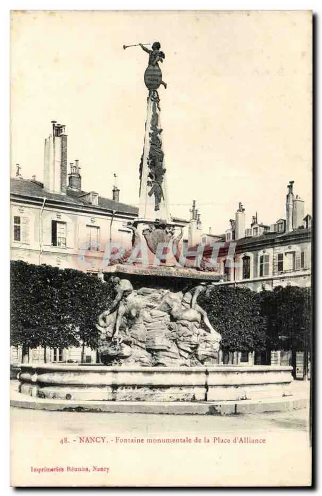 Nancy — Monumentale Fontäne der Place d'Alliance — Imprimeries Réunies, n°48 - Vorderseite
