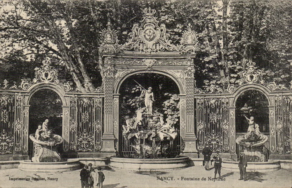 NANCY - Fonte de Netuno — Imprimeries Réunies, Nancy - Frente