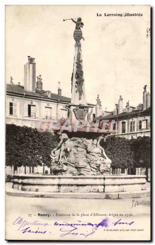 Nancy - Ansicht der Fontaine der Place d'Alliance, errichtet 1756 — La Lorraine illustrée, n°27 - Vorderseite