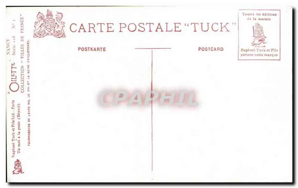 Nancy - Porta da Grappe — ilustração de Oulette — série 'Cidades da França' de Tuck - Verso