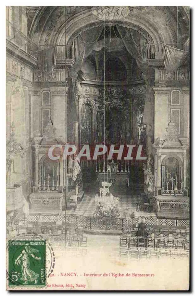 NANCY - Binnenkant van de Kerk van Bonsecours — Uitgever: Bénouis, Nancy - Voorkant