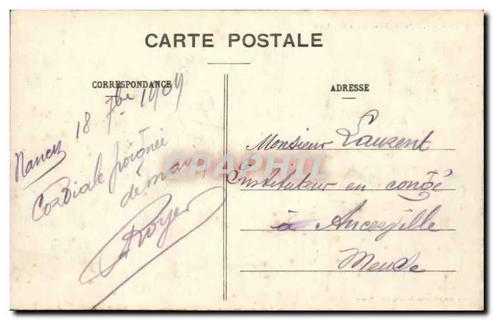 NANCY - Arco do Triunfo - Rue Héré — Casa dos Magasins Réunis, editora Nancy - Verso