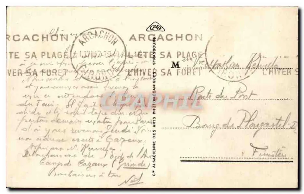 Arcachon - Côte d'Argent - A Praia — editoria Cie Alsacienne des Arts Photographiques - Verso