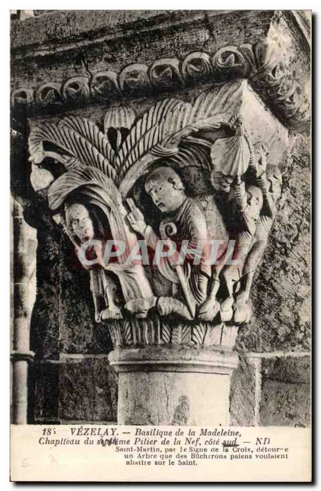 Vézelay — Capitel do coro, Basílica de Sainte-Madeleine, lado sul — 185 - Frente