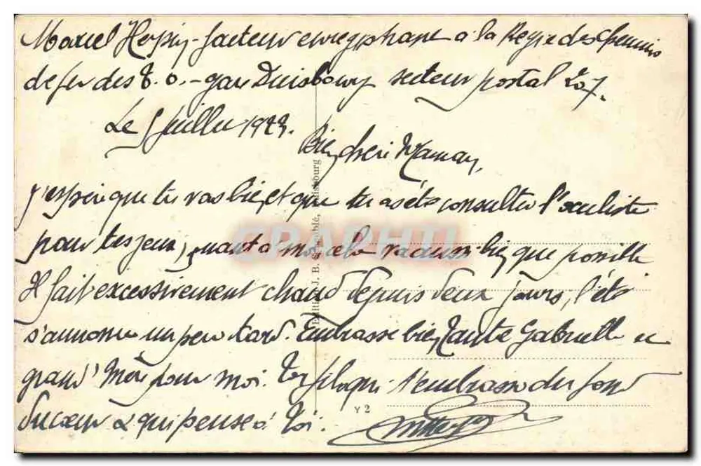 Duisburg — Hafen Le Quai — éditeur J. B. Bühle, Duisburg - Verso